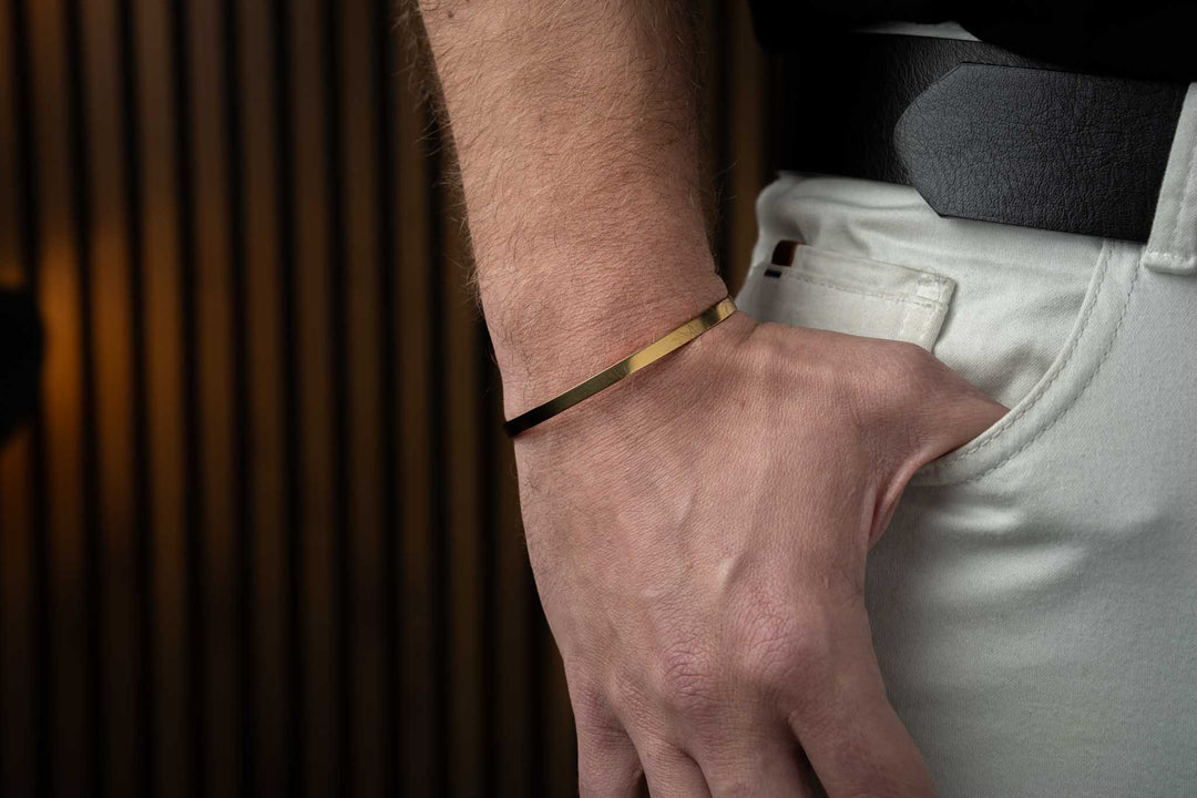 Gold BANGLE bracelet 4 mm