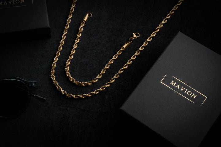 ROPE 5mm Gold Chain and Bracelet